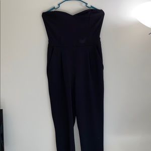 Black strapless jump suit from express